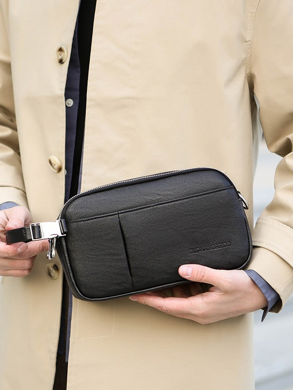 Men's Genuine Leather Texture Crossbody Bag — Large Capacity Shoulder Bag