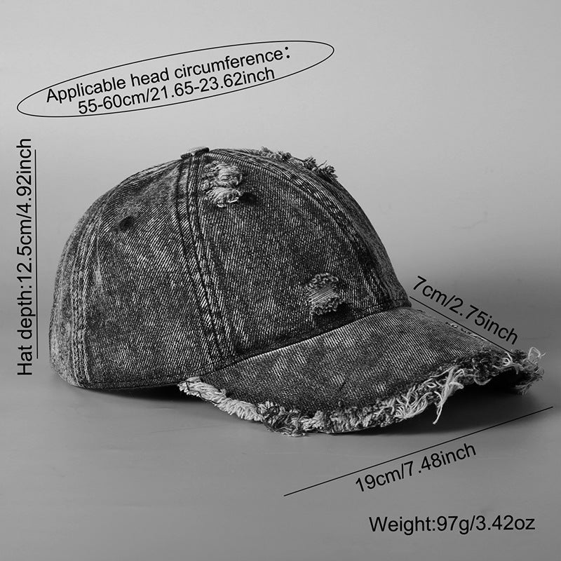 Vintage Washed-Denim Streetwear Baseball Cap