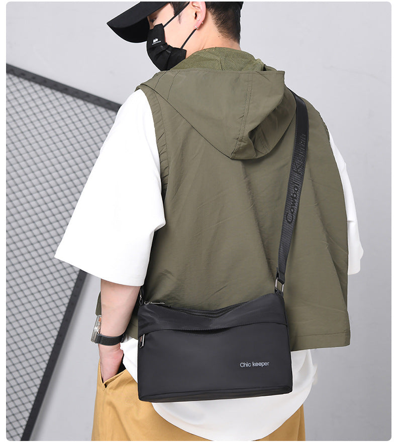 Men's Multi-Layer Crossbody Bag — Water-Repellent Shoulder Bag