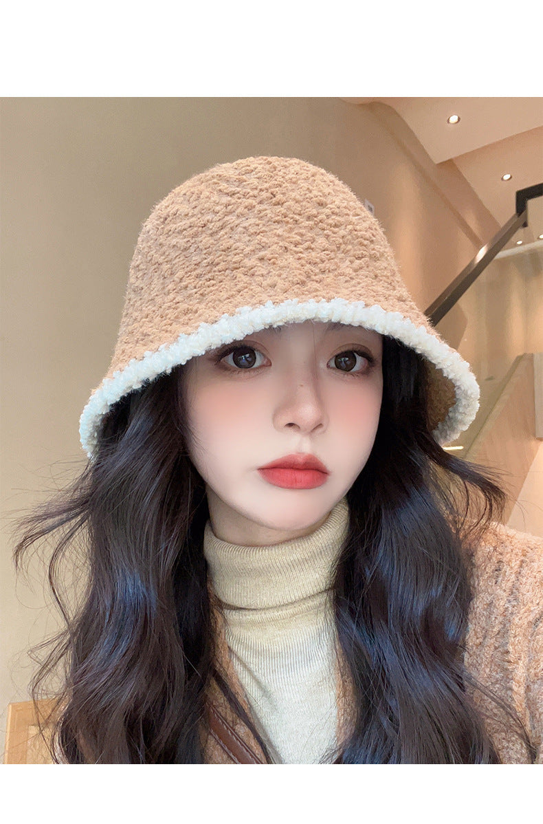 Women's French-Style Plush Knit Bucket Hat