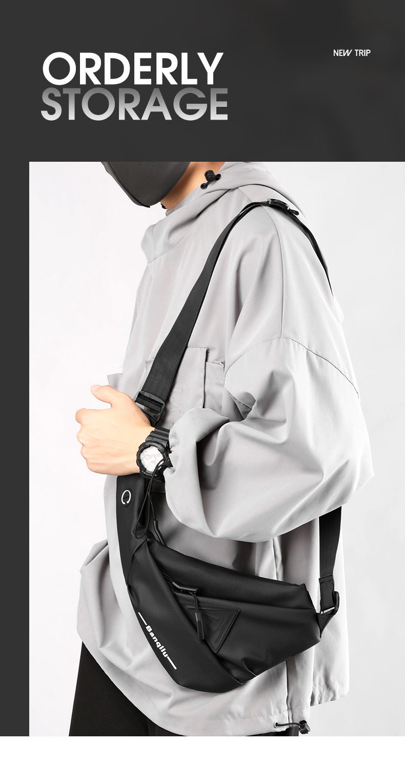 Men's Black Streetwear Crossbody Chest Bag
