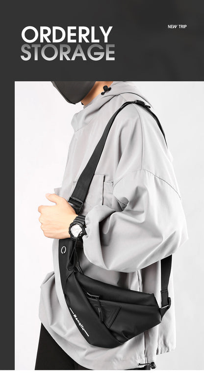 Men's Black Streetwear Crossbody Chest Bag