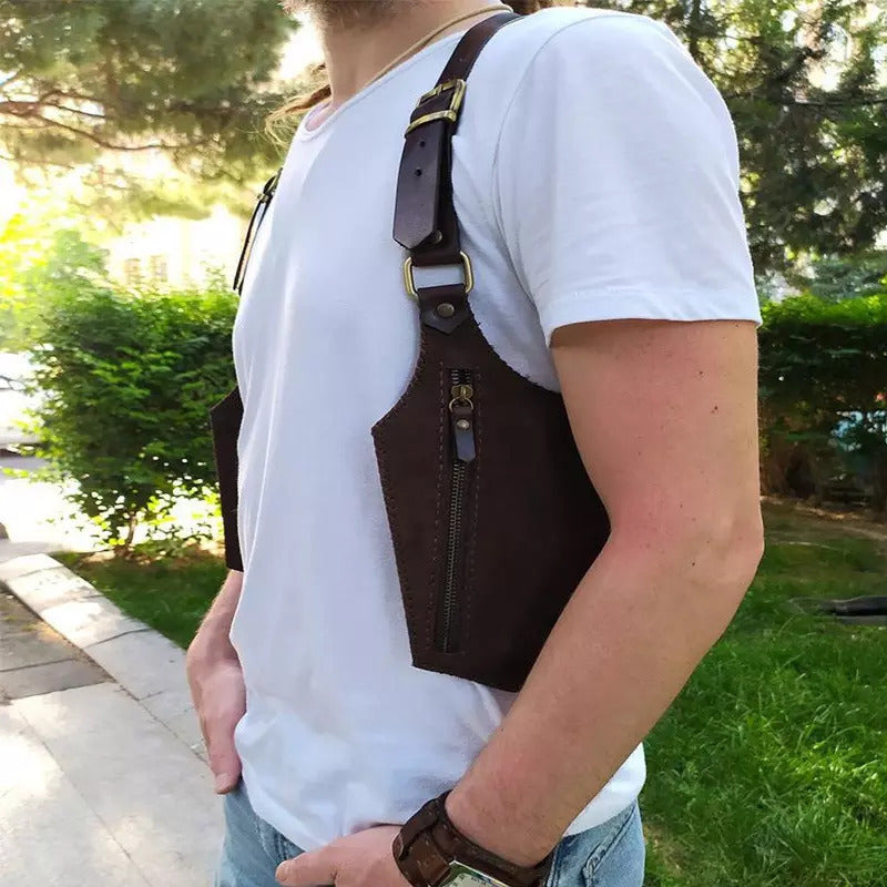 Men's Minimalist Leather Crossbody Sling Bag