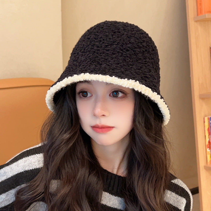 Women's French-Style Plush Knit Bucket Hat