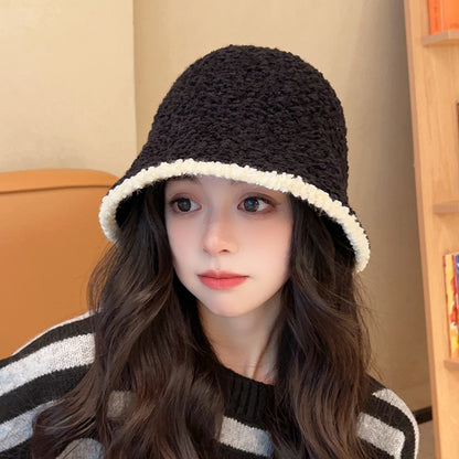 Women's French-Style Plush Knit Bucket Hat