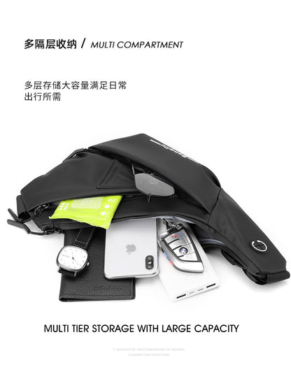 Men's Black Streetwear Crossbody Chest Bag