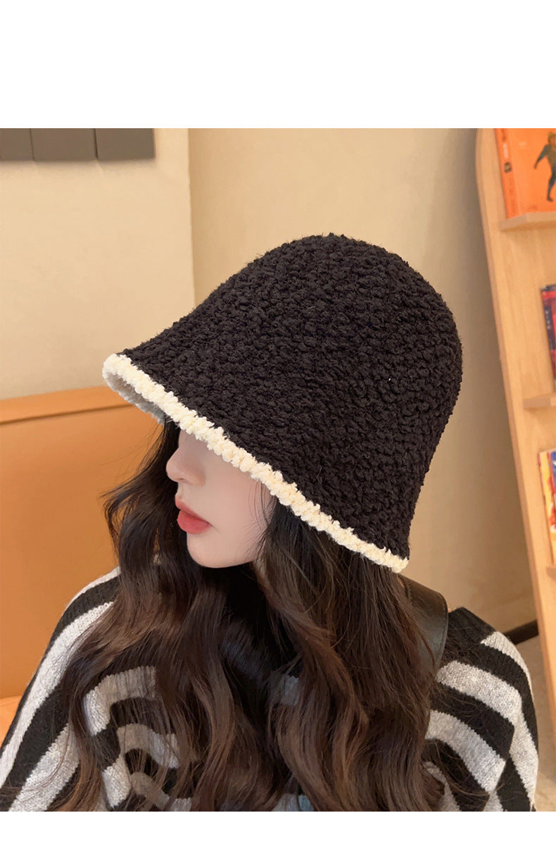 Women's French-Style Plush Knit Bucket Hat