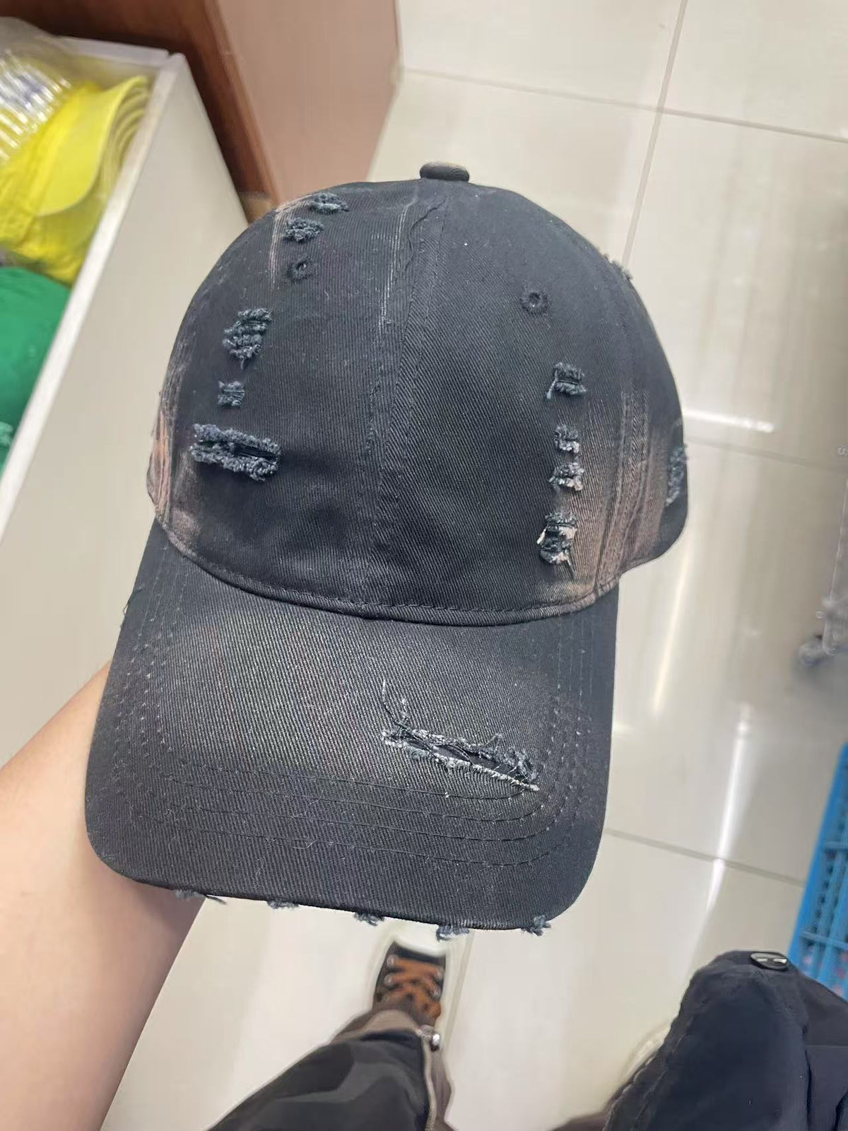 Vintage Gradient Ripped-Denim Baseball Cap