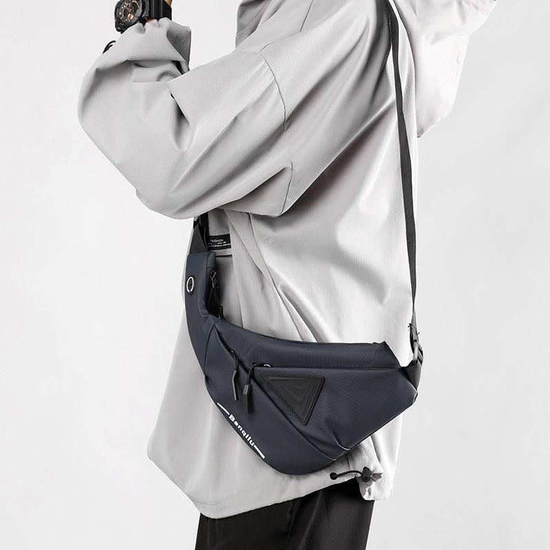Men's Black Streetwear Crossbody Chest Bag