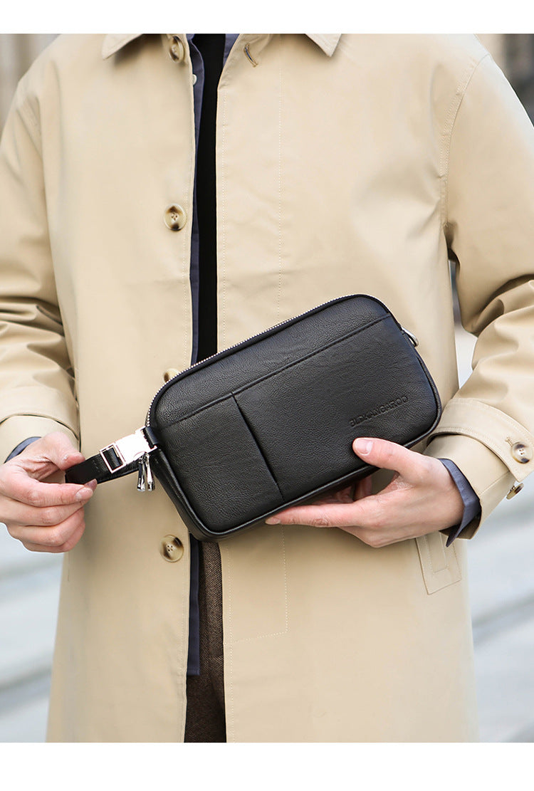 Men's Genuine Leather Texture Crossbody Bag — Large Capacity Shoulder Bag
