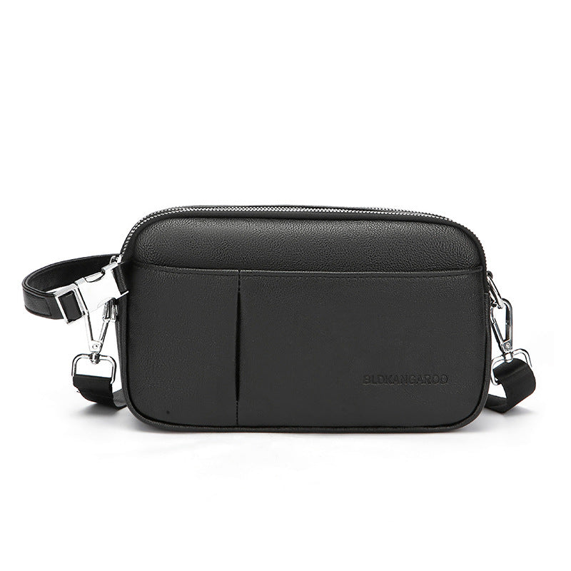 Men's Genuine Leather Texture Crossbody Bag — Large Capacity Shoulder Bag
