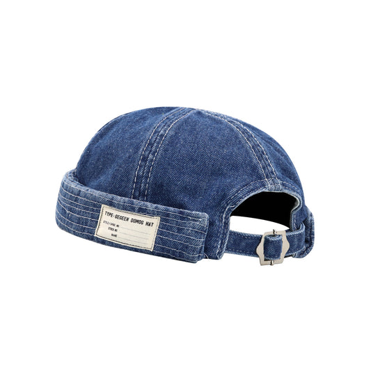 Retro Denim Docker Hat — Brimless Sailor Beanie Cap