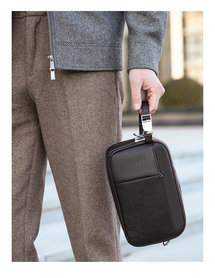 Men's Genuine Leather Texture Crossbody Bag — Large Capacity Shoulder Bag