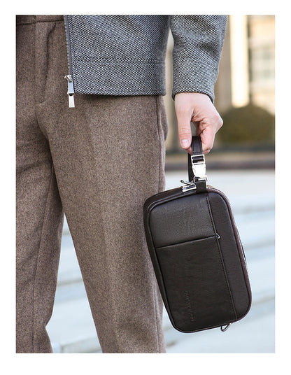 Men's Genuine Leather Texture Crossbody Bag — Large Capacity Shoulder Bag