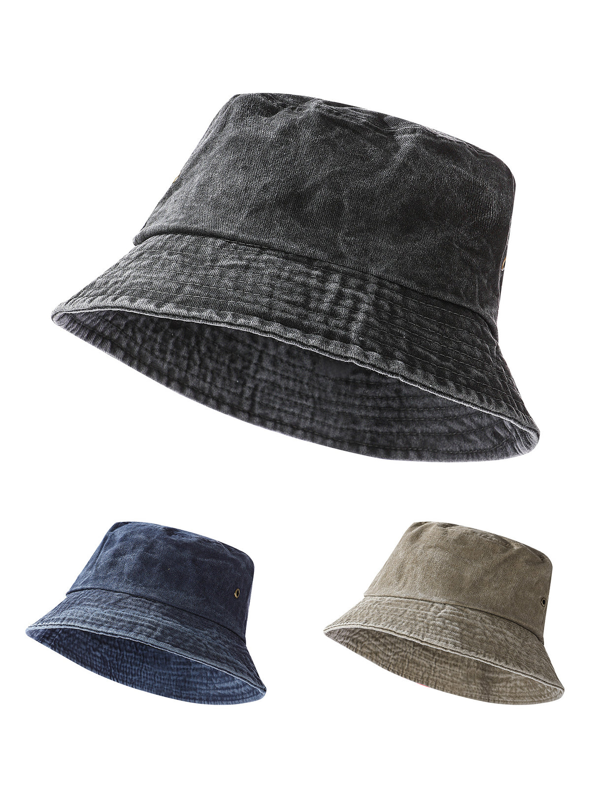 Vintage Washed Denim Bucket Hat — Japanese-Inspired Sun Cap