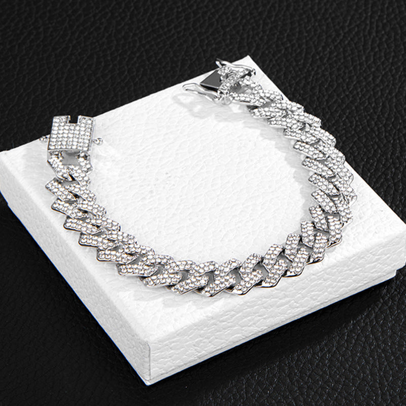 Iced-Out Cuban-Link Chain & Bracelet Set
