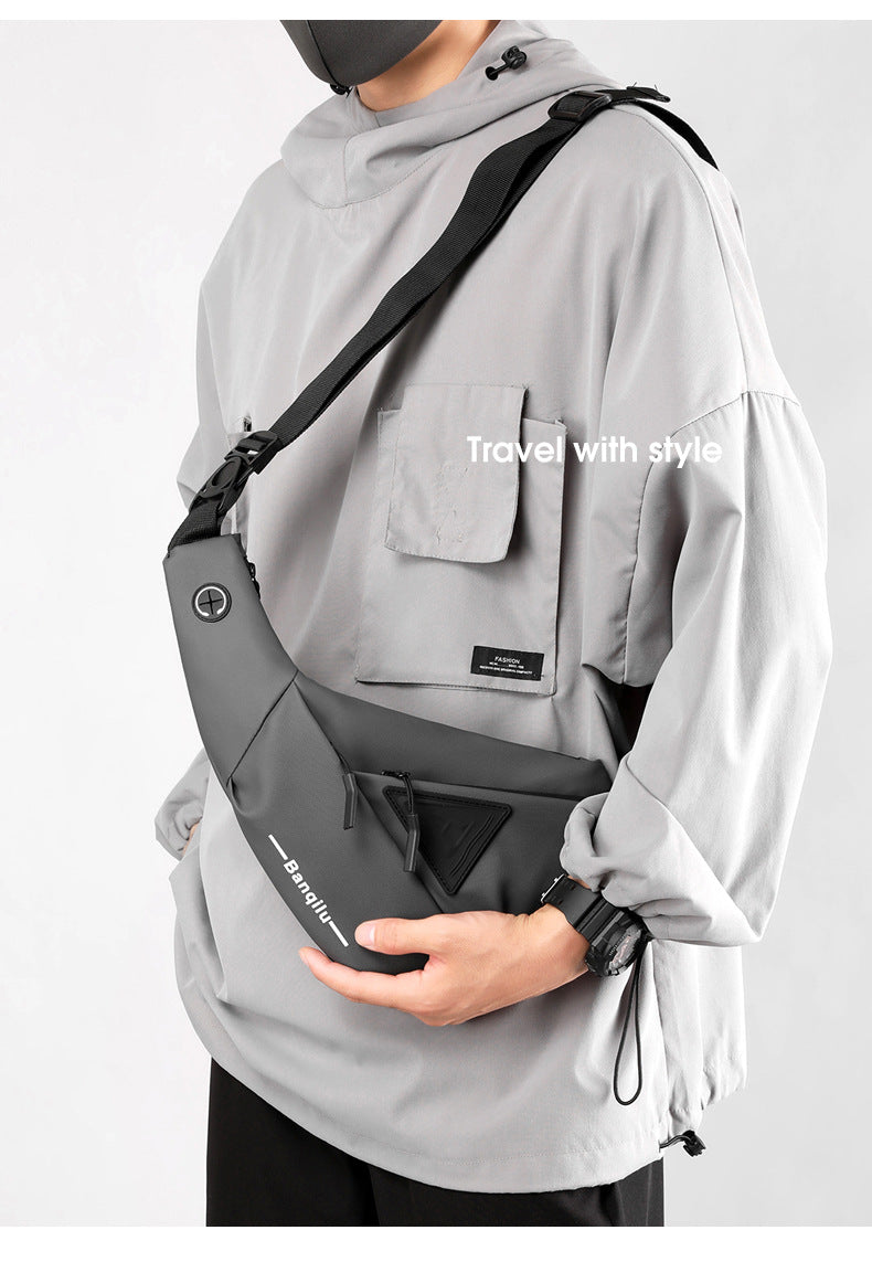 Men's Black Streetwear Crossbody Chest Bag