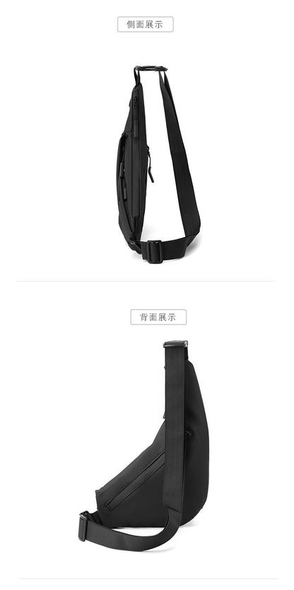Men's Black Streetwear Crossbody Chest Bag