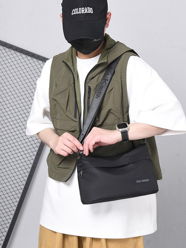 Men's Multi-Layer Crossbody Bag — Water-Repellent Shoulder Bag