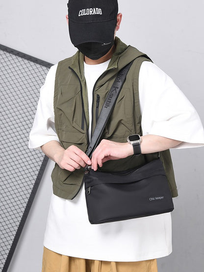 Men's Multi-Layer Crossbody Bag — Water-Repellent Shoulder Bag