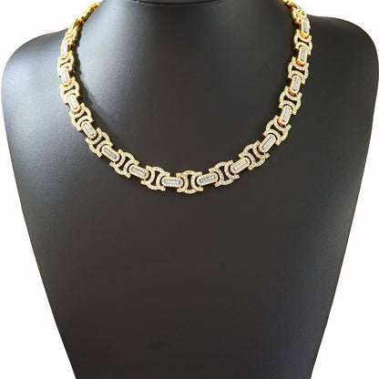 Geometric Iced-Out Cuban Chain & Bracelet Set
