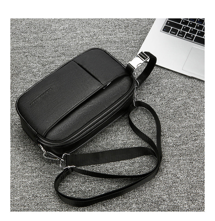Men's Genuine Leather Texture Crossbody Bag — Large Capacity Shoulder Bag