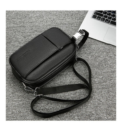 Men's Genuine Leather Texture Crossbody Bag — Large Capacity Shoulder Bag