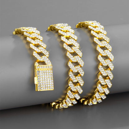 12mm Iced-Out Cuban-Link Chain & Bracelet Collection