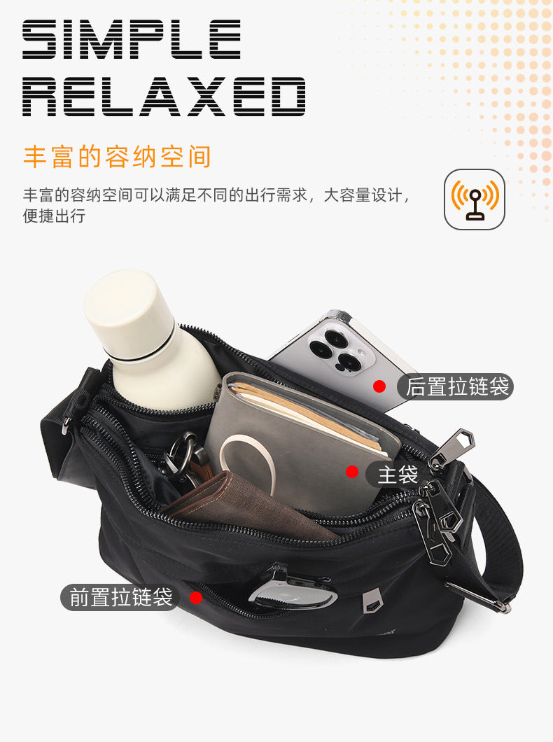 Men's Multi-Layer Crossbody Bag — Water-Repellent Shoulder Bag