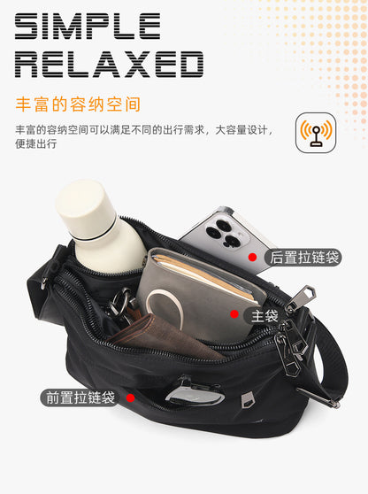 Men's Multi-Layer Crossbody Bag — Water-Repellent Shoulder Bag