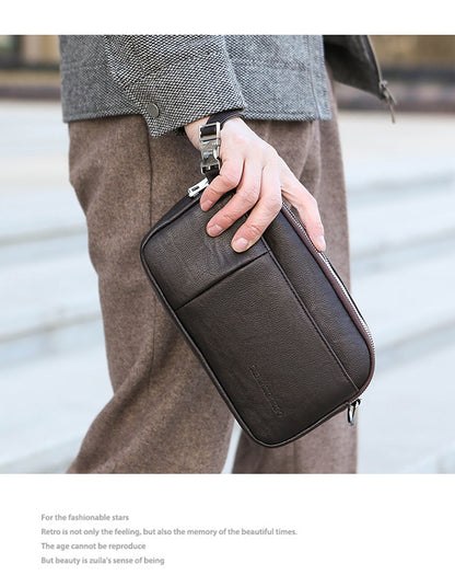 Men's Genuine Leather Texture Crossbody Bag — Large Capacity Shoulder Bag