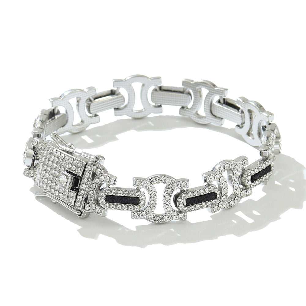 Geometric Iced-Out Cuban Chain & Bracelet Set
