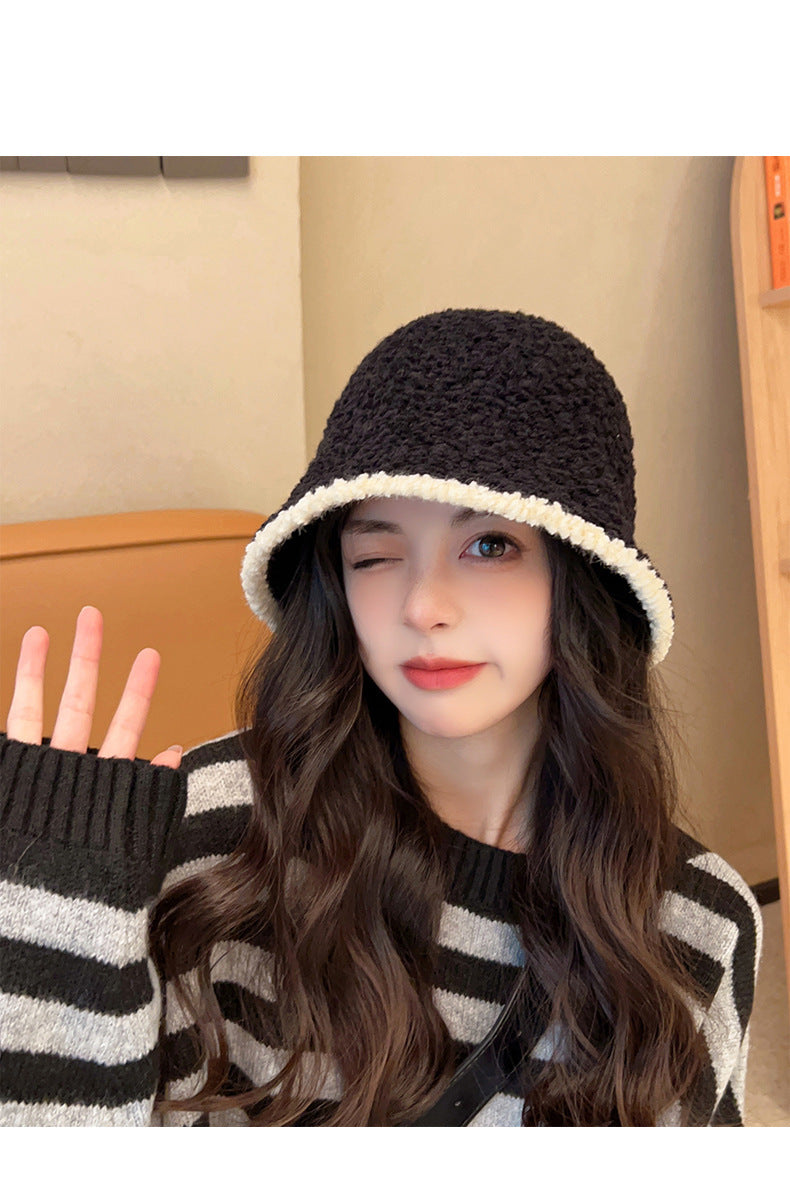 Women's French-Style Plush Knit Bucket Hat