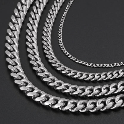 Classic Edge Stainless Steel Cuban Link Chain