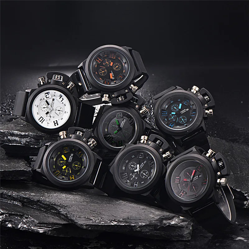 Men Genuine XINEW Brand Watches Students Boys Fashion Casual Rubber Band Simple Sports Date Quartz Watch Black Reloj Hombre 2024