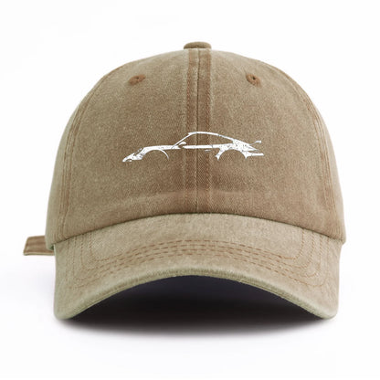 Retro Sports-Car Outline Washed-Cotton Dad Hat