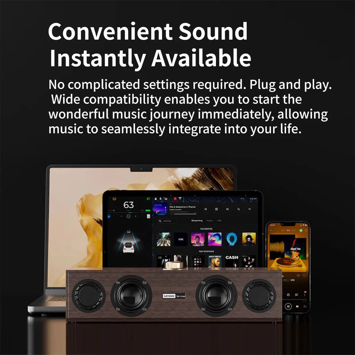 Lenovo C02 Retro Wood Desktop Bluetooth Speaker