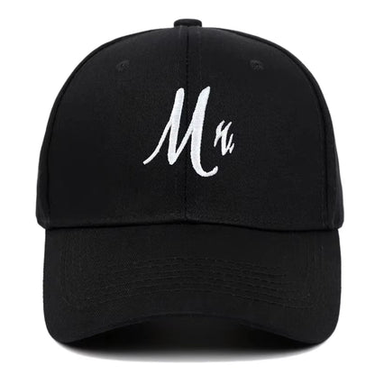 DAD & MOM Embroidered Washed-Cotton Cap Set — 2 Pieces