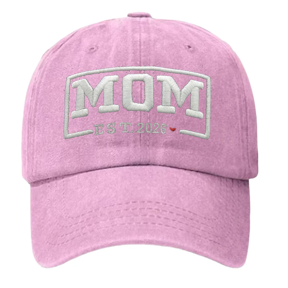 DAD & MOM Embroidered Washed-Cotton Cap Set — 2 Pieces
