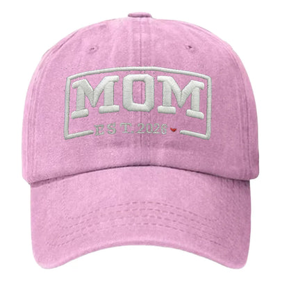 DAD & MOM Embroidered Washed-Cotton Cap Set — 2 Pieces