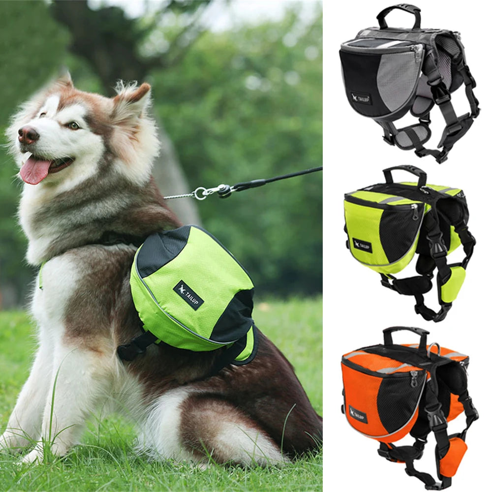 Outdoor Travel Big Dog Self Knapsack Bags Reflective Pet Snack Bag Harness for Medium Large Dogs Husky Bulldog mascotas Supplies