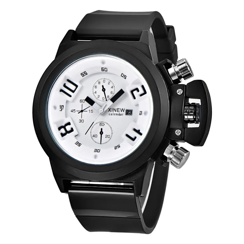 Men Genuine XINEW Brand Watches Students Boys Fashion Casual Rubber Band Simple Sports Date Quartz Watch Black Reloj Hombre 2024