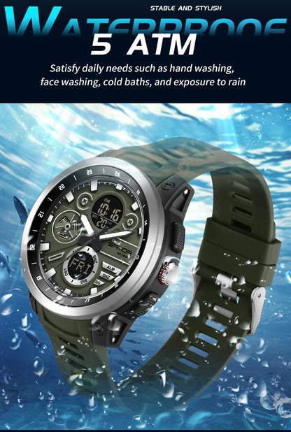 SANDA 3379 Fashion Men's Electronic Watch Dual Screen Sports Type Multi functional Waterproof LED Leisure Men's Electronic Watch