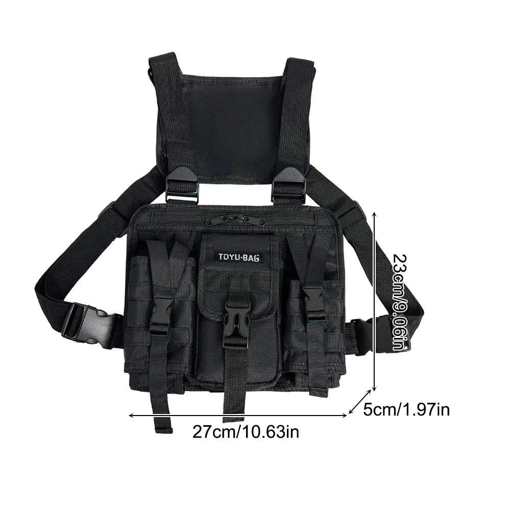 Molle Chest Bag Oxford Cloth Molle Shoulder Vest Bags Adjustable Multiple Pockets Lightweight for Hiking Travel Cycling