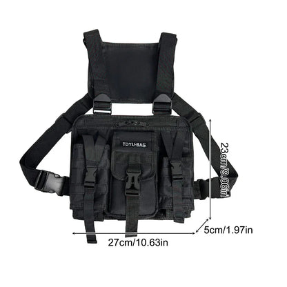 Molle Chest Bag Oxford Cloth Molle Shoulder Vest Bags Adjustable Multiple Pockets Lightweight for Hiking Travel Cycling