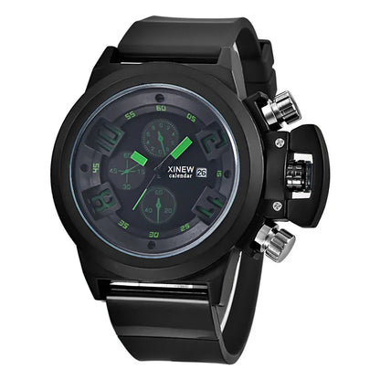 Men Genuine XINEW Brand Watches Students Boys Fashion Casual Rubber Band Simple Sports Date Quartz Watch Black Reloj Hombre 2024