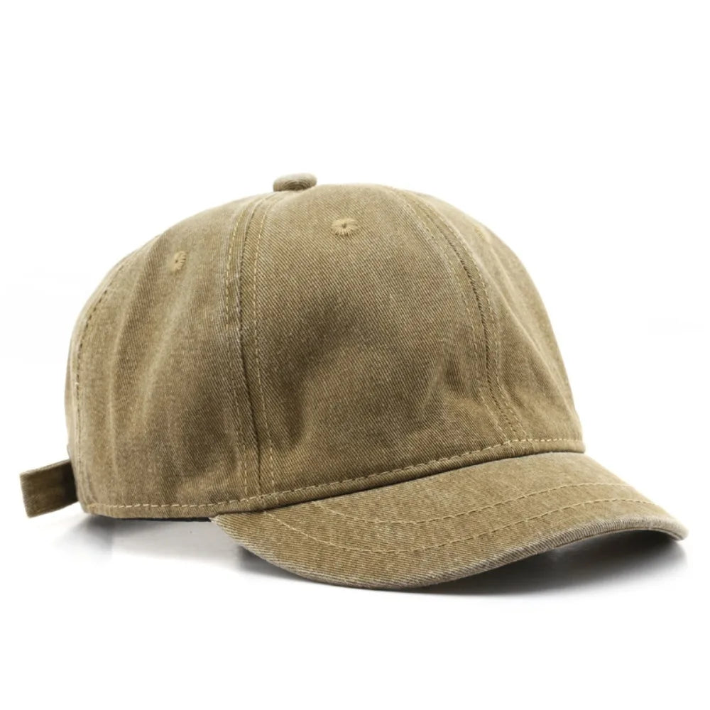 Vintage Washed-Cotton Short-Brim Dad Hat