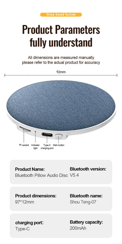 Bluetooth Speaker Wireless Bluetooth5.4 HiFi Pillow Sound Disc Sleep Decompression Support TF Card Reading Type-C Cable Charging