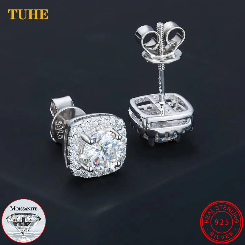 Classic Round Cut 1CT Test Passed Moissanite Diamond Earrings For Women Fine Jelwery Sterling Silver 925 Earring Engagement Gift