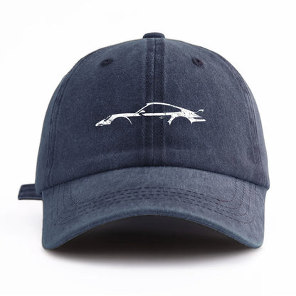 Retro Sports-Car Outline Washed-Cotton Dad Hat